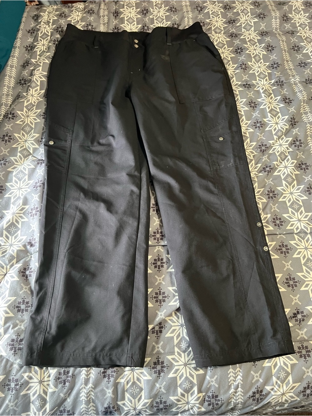 St. John's Bay Black Cargo Pants with Snap Side Details